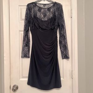 Lace top dress with side ruching